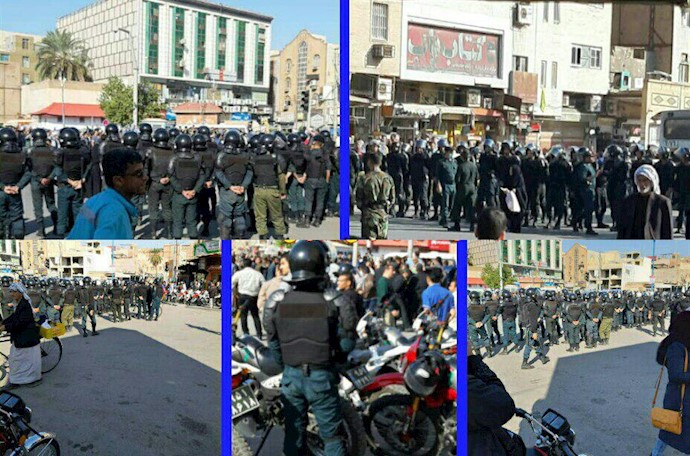 حضور نیروهای گارد ویژه جهت ایجاد رعب و وحشت در مرکز شهر اهواز - اعتصاب فولاد 