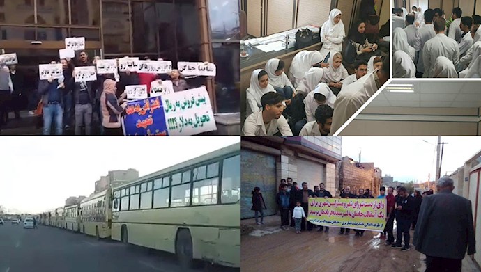 اعتراض و اعتصاب در شهرهای بوئین زهرا، زنجان، تهران، بندرعباس و مسجد سلیمان