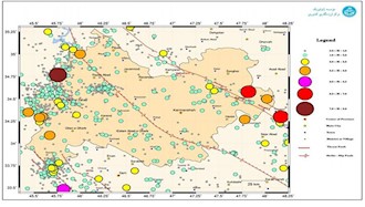 نقشه زلزله ها در استان کرمانشاه