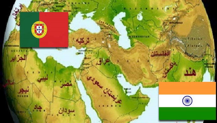 موقعیت هند و پرتغال بر روی نقشه