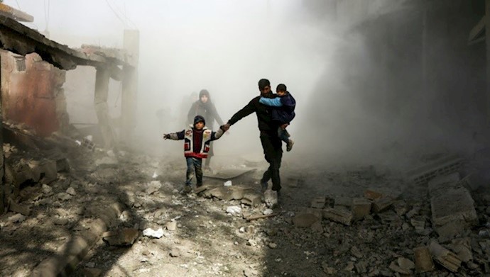 کشتار غیرنظامیان توسط بمباران رژیم جنایتکار اسد 