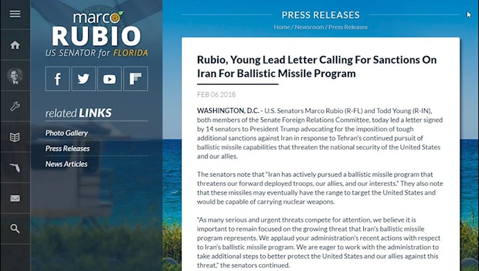 حمایت  14سناتور آمریکایی از  تحریمهای شدیدتر علیه رژیم ایران