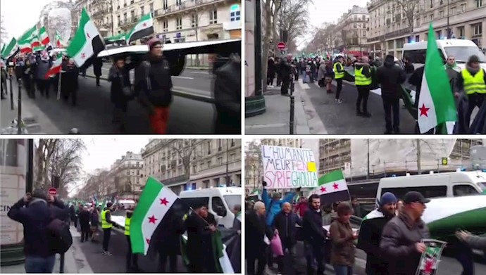 تظاهرات در پاریس علیه جنایات ضدبشری رژیم اسد