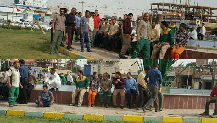حمیدیه.تجمع اعتراضی کارگران شهرداری