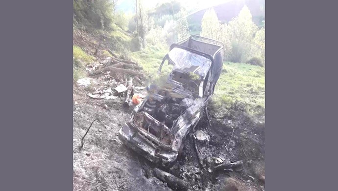 به آتش کشیدن خودروی یک کاسبکار کرد توسط ماموران جنایتکار رژیم آخوندی