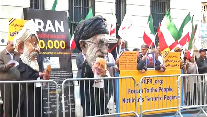 تظاهرات اشرف نشانها به حضور وزير خارجة آخوندها در نیویورک