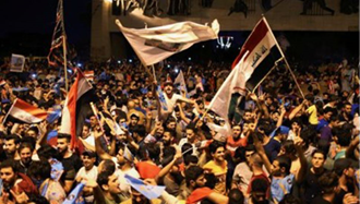 هواداران صدر در بغداد جشن گرفته و شعار میدهند ایران اخراج اخراج