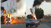 آتش زدن بنر موسسه غارتگر در اهواز