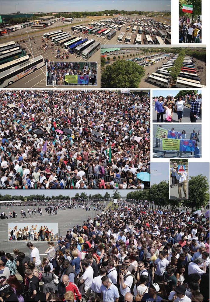 تجمع جمعیت هنگام ورود به گردهمایی بزرگ مقاومت در سال ۱۳۹۴