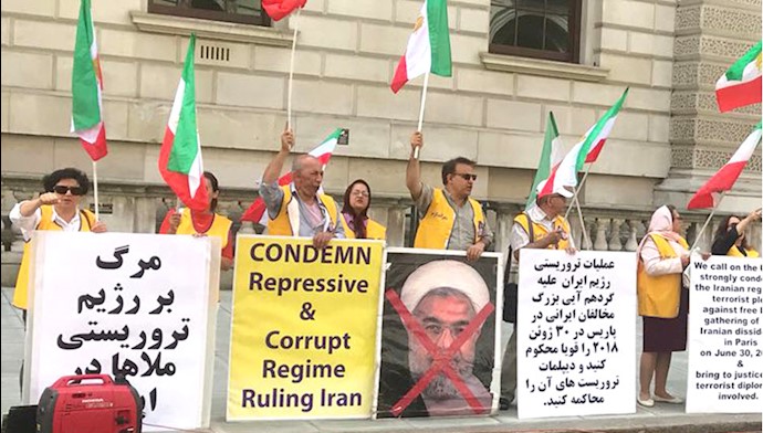 تظاهرات در لندن در محکومیت توطئه تروریستی رژیم ایران در پاریس