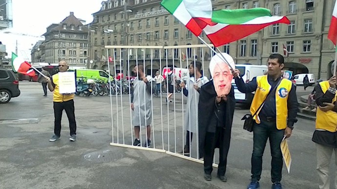 تظاهرات علیه روحانی در سوئیس