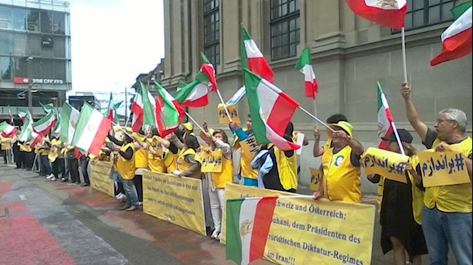 تظاهرات علیه حضور آخوند روحانی در سوئیس