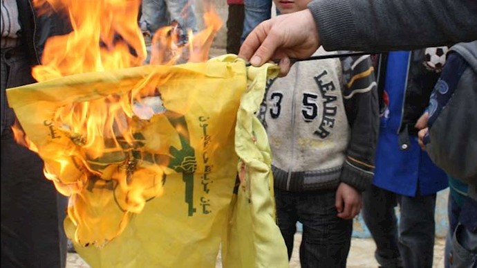 آتش زدن پرچم حزب الله  لبنان توسط شیعیان درروستای بریتال سوریه