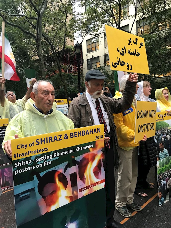 نیویورک: تظاهرات ایرانیان علیه حضور روحانی همزمان با اجلاس مجمع عمومی ملل ‌متحد 