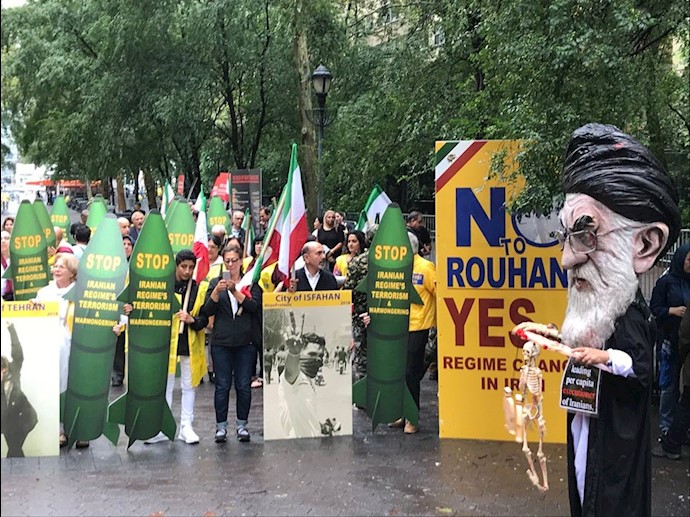اعتراض ایرانیان علیه حضور روحانی در نیویورک همزمان با جلسه شورای امنیت 