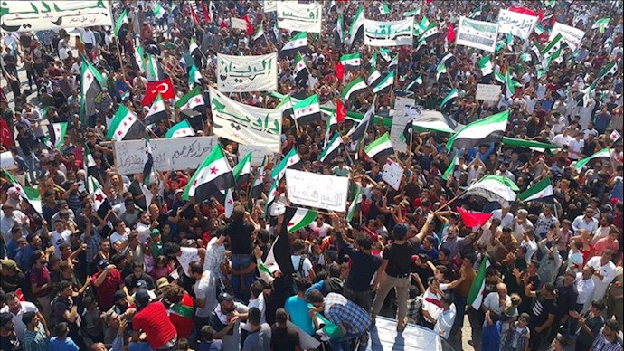 تظاهرات مردم ادلب در اعتراض به رژیم اسد و حامیانش