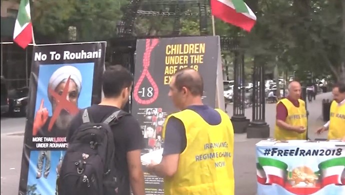 تظاهرات ایرانیان در نیویورک علیه سفر روحانی