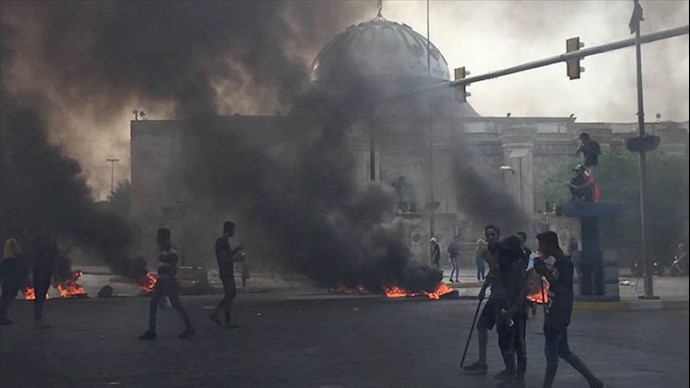تصاویری از درگیریهای تظاهرکنندگان در بغداد