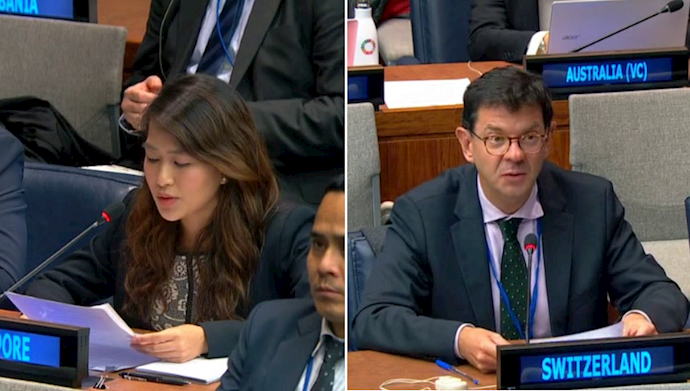 نماینده سوئیس و سنگاپور در جلسه کمیته اول مجمع عمومی سازمان ملل
