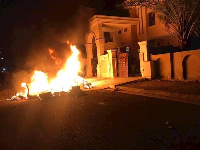به آتش کشیدن منزل قاسم الاعرجی در استان واسط - وزیر داخلی سابق عراق