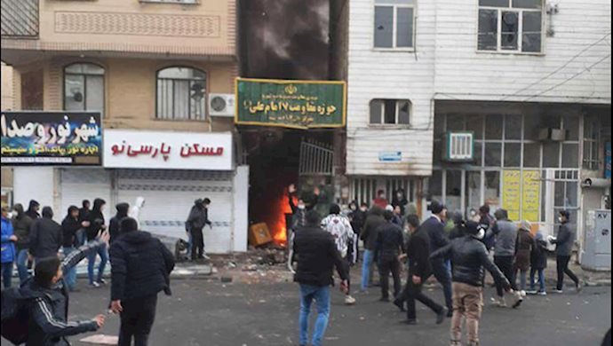 به آتش کشیدن پایگاه بسیج ضدمردمی در تهران