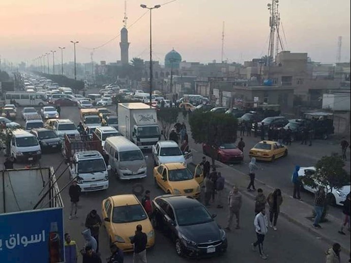 بغداد- مسدود کردن مسیرهای ورودی بغداد توسط مردم - ۲دی ۹۸