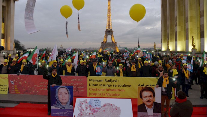 تظاهرات ایرانیان در پاریس در حمایت از قیام سراسری ایران - ۱۱ آذر ۹۸