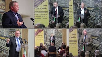 کنفرانس در دفتر نمایندگی شورای ملی مقاومت در آلمان در حمایت از قیام مردم ایران
