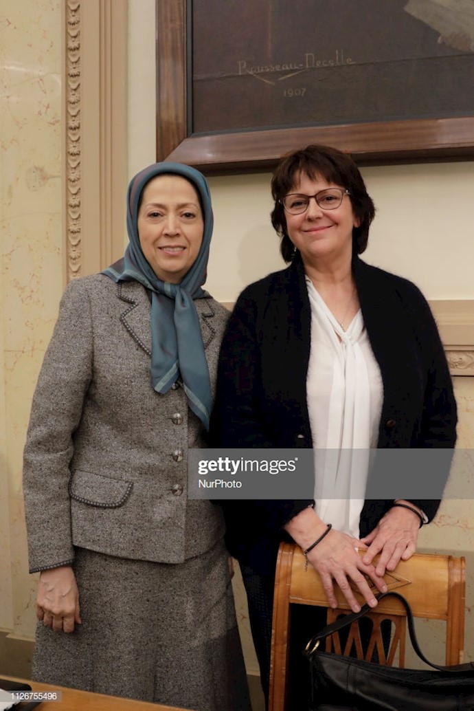 میشل دو ووکولور - مریم رجوی - کنفرانس درباره سیاست علیه تروریسم رژیم ایران