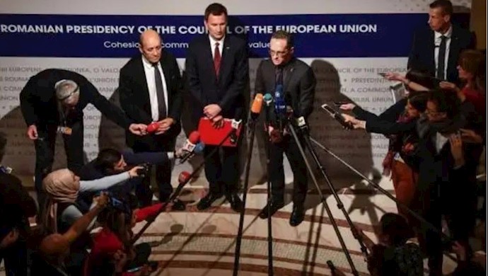 کنفرانس مطبوعاتی وزرای کشورهای اروپایی برای ساز و کار اروپا با رژیم ایران
