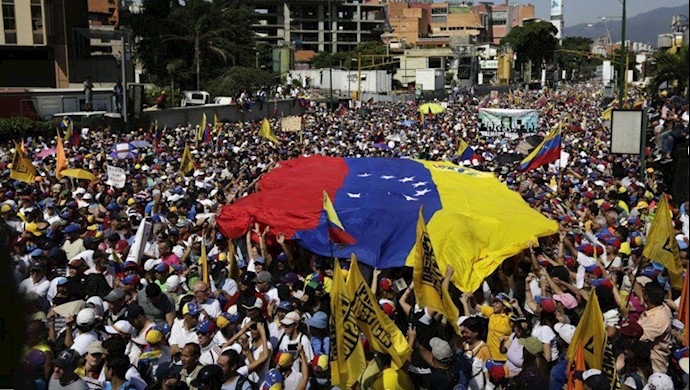 تظاهرات مردم ونزوئلا در حمایت گوایدو رئیس جمهور موقت