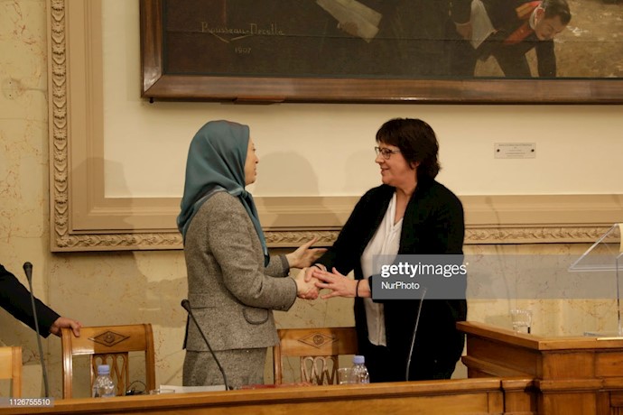 میشل دو ووکولور - مریم رجوی - کنفرانس درباره سیاست علیه تروریسم رژیم ایران