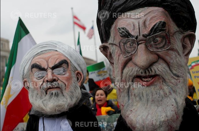 تظاهرات واشنگتن - بازتاب خبرگزاری رویترز - تصاویری از مترسکهای خامنه‌ای و روحانی - ۱۷اسفند۹۷