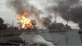 انفجار و آتش سوزی در خط لوله  گاز اهواز