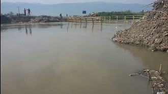 بالا آمدن سطح آب رودخانه قره سو و زیر آب رفتن پل روستای گامیشلی نزار