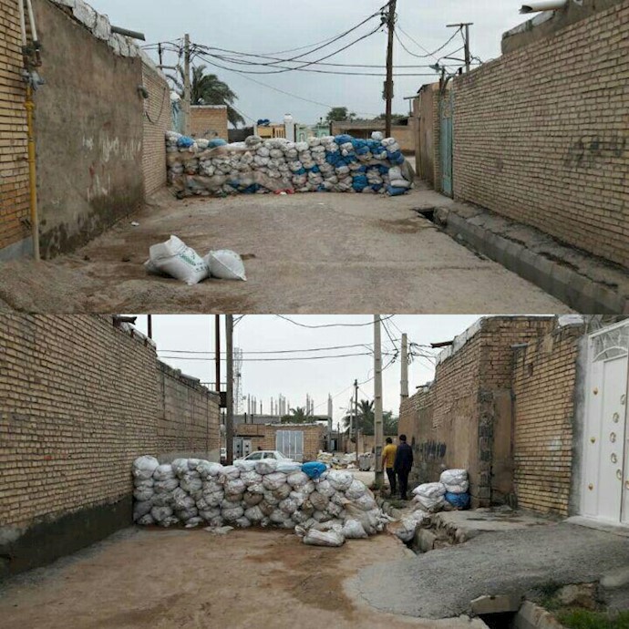 ایجاد سیل بند در خیابانهای شهر کوت سیدنعیم (خوزستان) با استفاده از کیسه‌های خاک