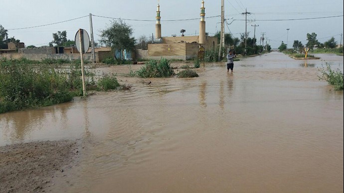 سیلاب در روستای اکیوش از توابع بخش شاوور شهرستان شوش