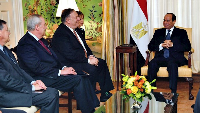 تقدیر مایک پمپئو از رئیس جمهوری مصر بخاطر همکاری در مقابله با اقدامات بدخواهانه رژیم ایران