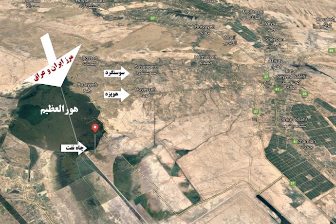 عکس هوایی از موقعیت هور بزرگ و دشت آزادگان