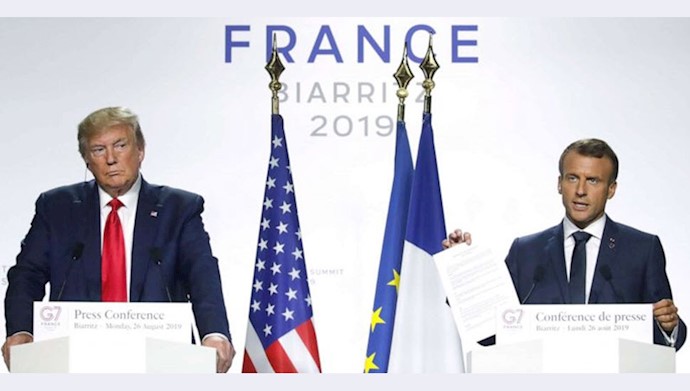 کنفرانس مشترک مطبوعاتی دونالد ترامپ و امانوئل ماکرون در فرانسه