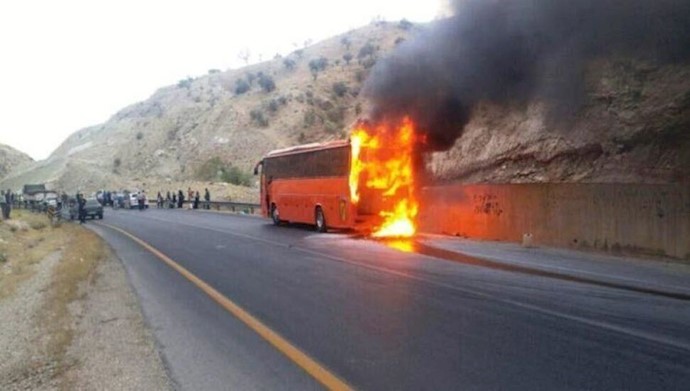 حادثه آتش سوزی اتوبوس دانشجویان یزد