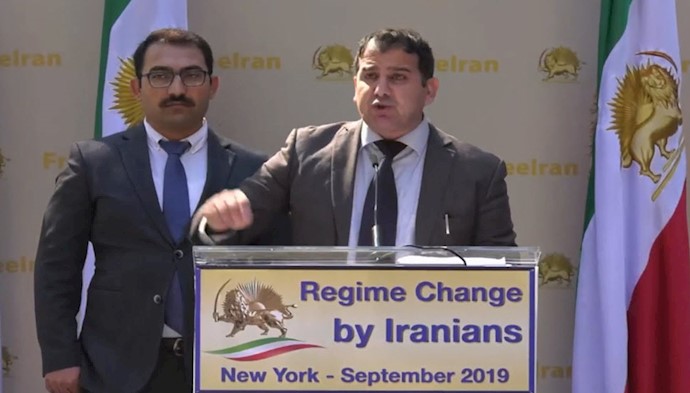 علی بهرامی - نماینده  سازمان خبات کردستان ایران - تظاهرات نیویورک