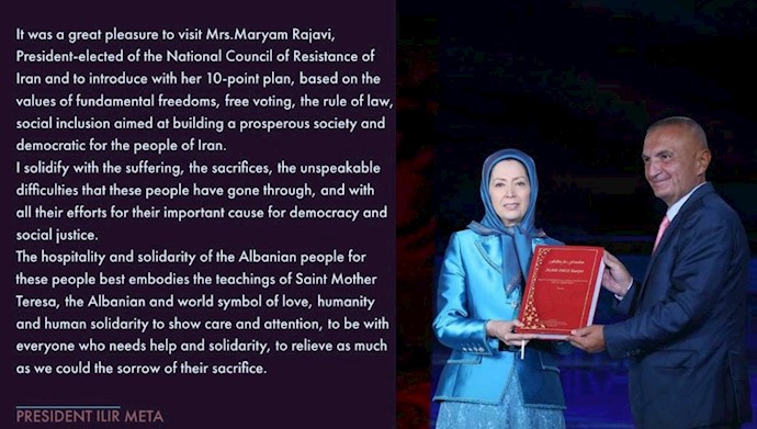 دیدار الیر متا رئیس جمهور آلبانی با مریم رجوی رئیس جمهور  برگزیده مقاومت ایران