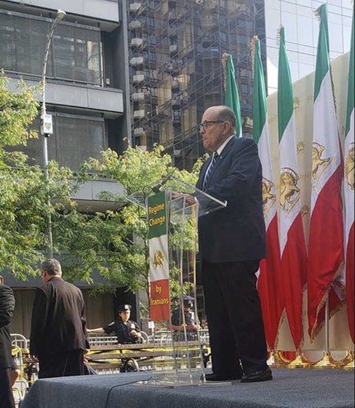 شهردار رودی جولیانی در تظاهرات نیویورک- نه به آخوند روحانی - ۲مهر ۹۸