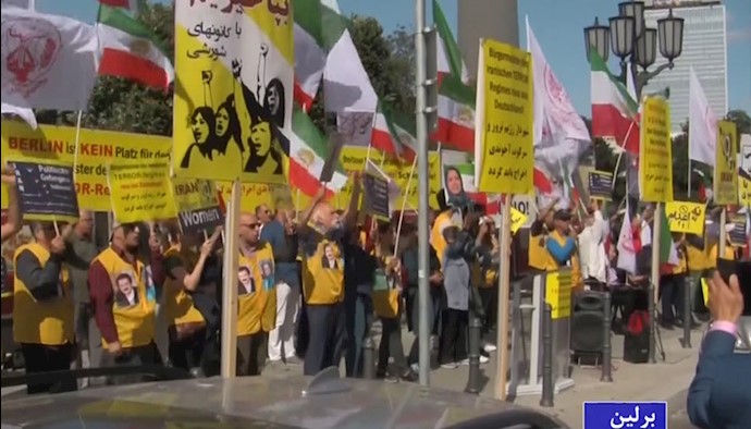 تظاهرات ایرانیان آزاده و هواداران مجاهدین در برلین علیه حضور هیأت اعزامی و شهردار رژیم در تهران