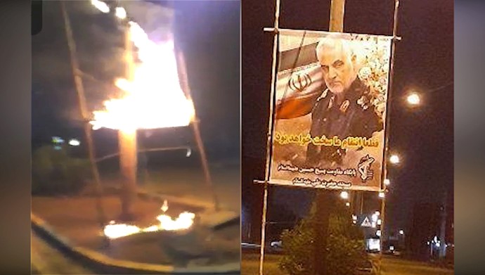 به آتش کشیدن عکسهای قاسم سلیمانی قاتل در شهرهای ایران