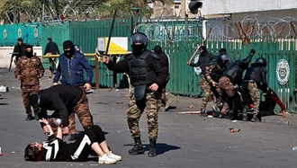 حمله نیروهای سرکوبگر دولتی و شبه نظامیان به انقلابیون در میدان  خلانی و وثبه بغداد