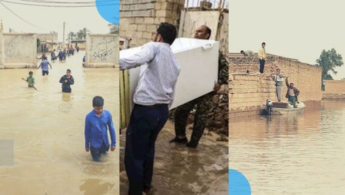 جاری شدن سیلاب در شهرها و روستاهای استان خوزستان