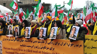 تظاهرات ایرانیان آزاده و اشرف نشانها در استکهلم - سالگرد انقلاب ضدسلطنتی 