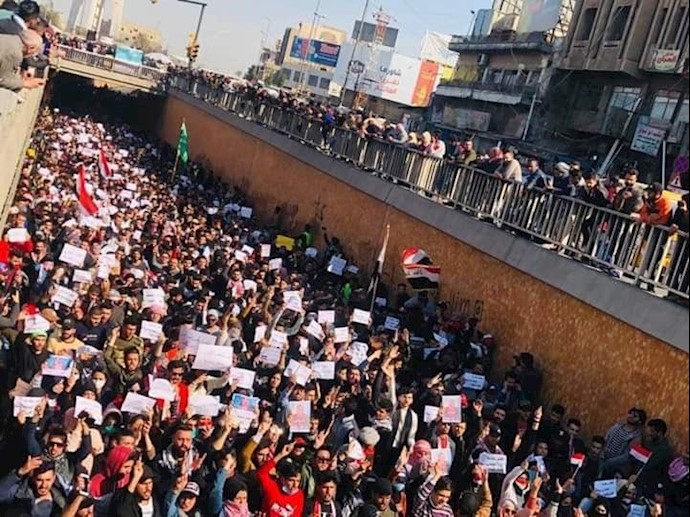 تظاهرات دانشجویان در بغداد در اعتراض به حمله‌ایادی مقتدی صدر - ۱۷بهمن۹۸